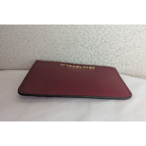 Michael Kors Jet Set Small Keychain Coin Pouch Wallet Leather Red Gold - Picture 4 of 10